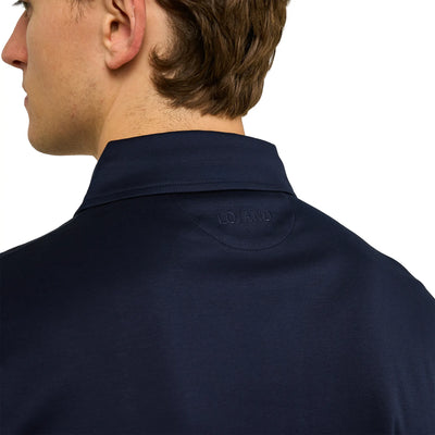 Loiano Egyptian Cotton L/S Navy Polo Shirt