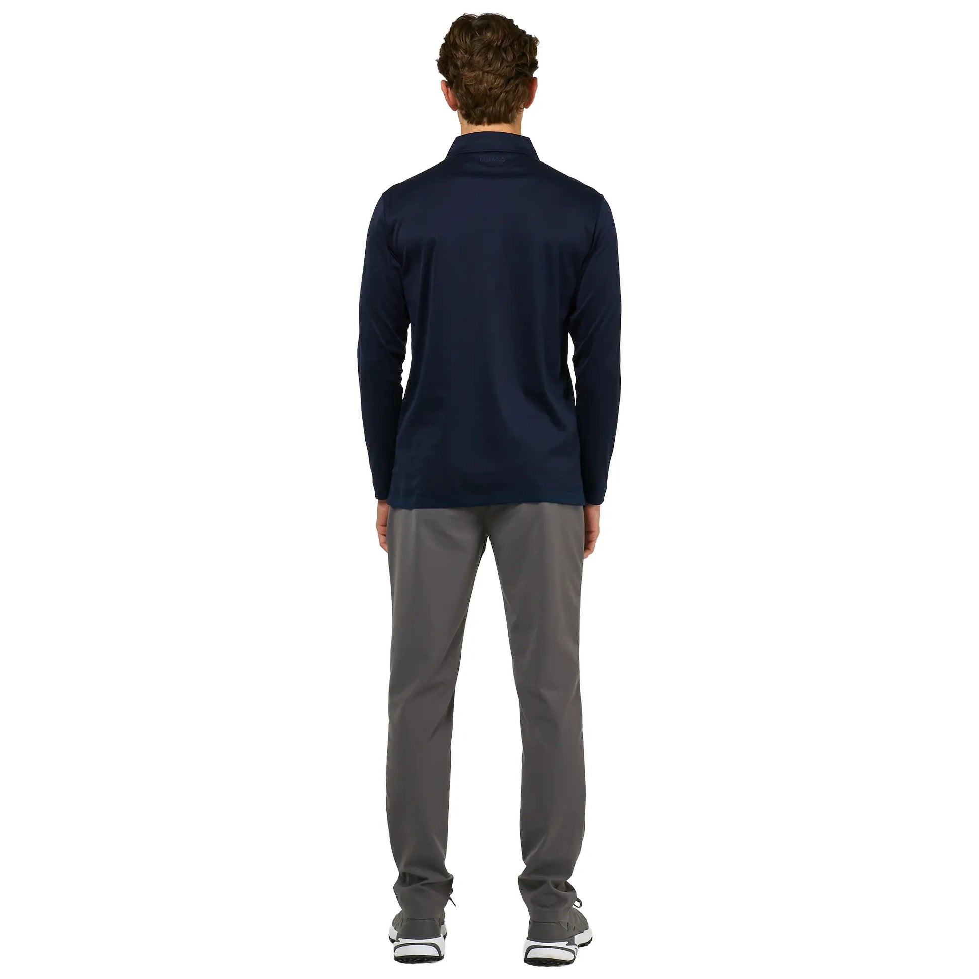 Loiano Egyptian Cotton L/S Navy Polo Shirt