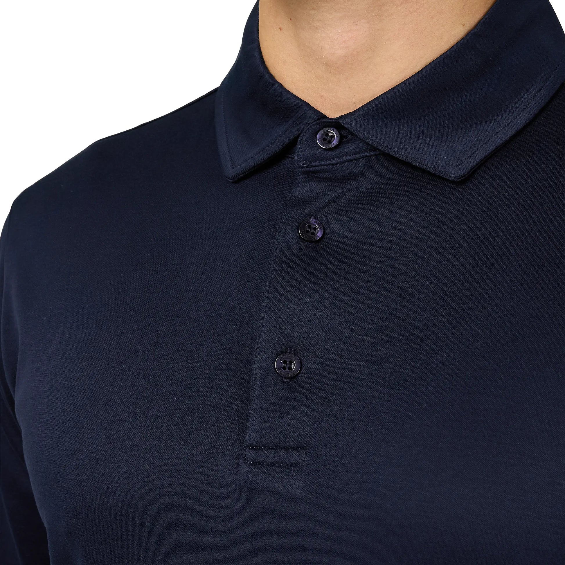 Loiano Egyptian Cotton L/S Navy Polo Shirt