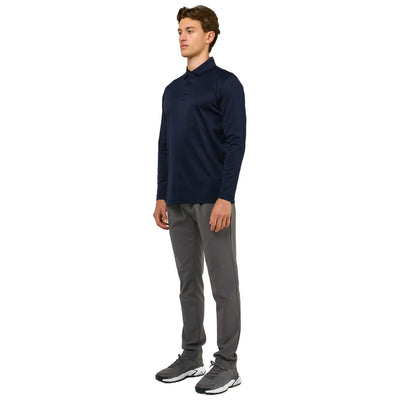 Loiano Egyptian Cotton L/S Navy Polo Shirt