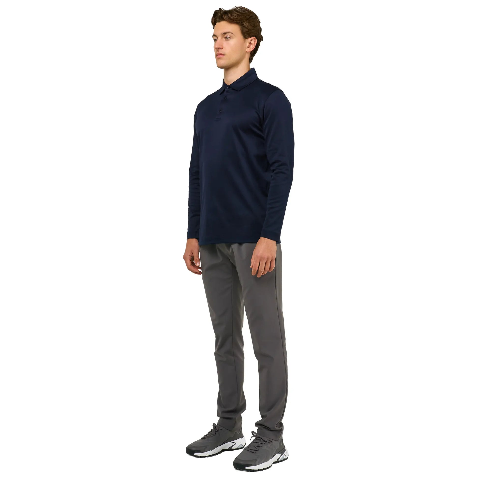 Loiano Egyptian Cotton L/S Navy Polo Shirt