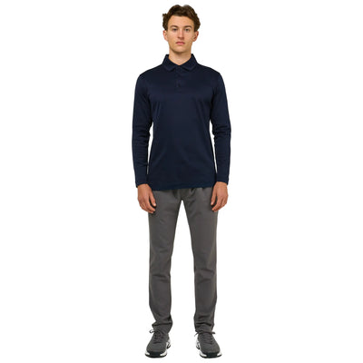 Loiano Egyptian Cotton L/S Navy Polo Shirt