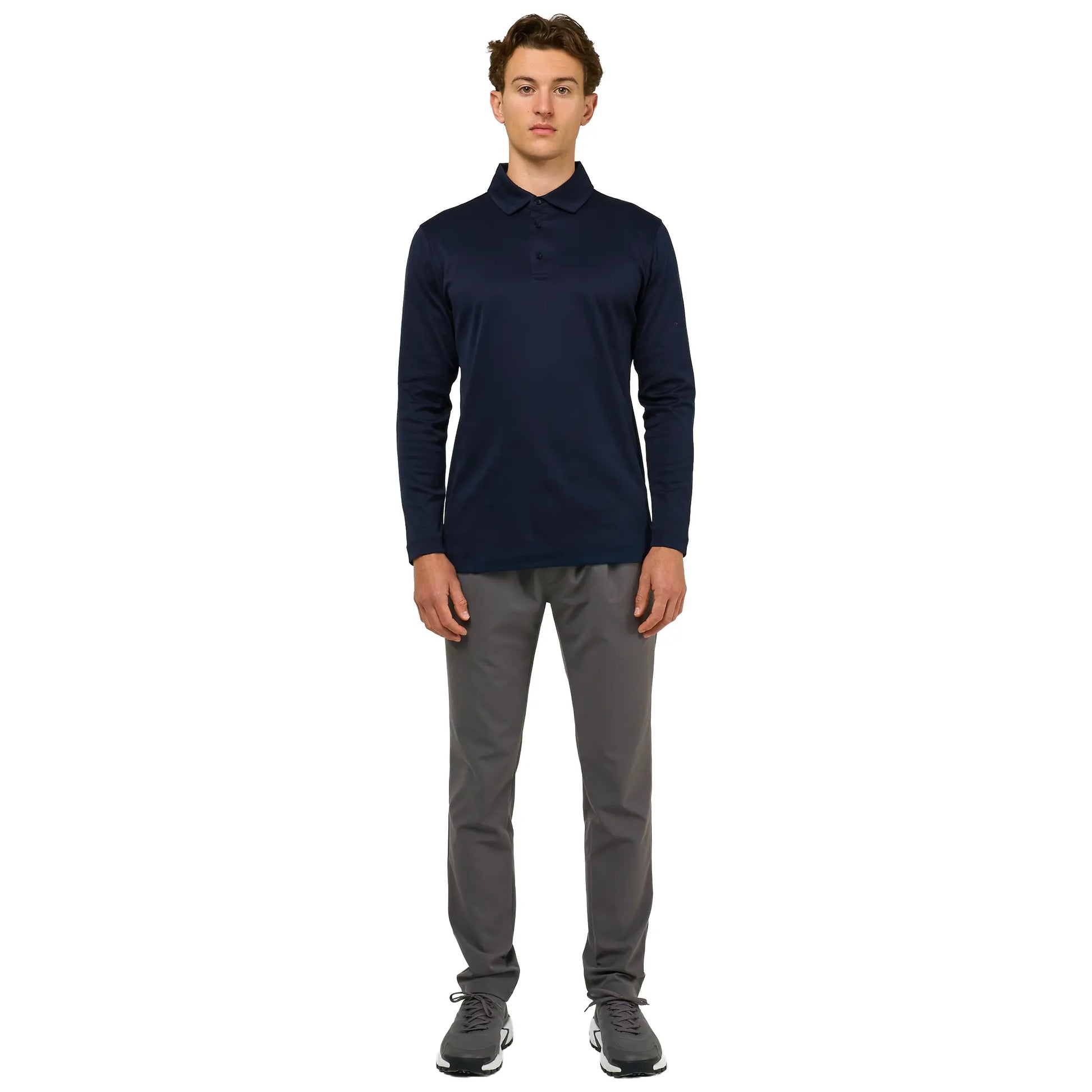 Loiano Egyptian Cotton L/S Navy Polo Shirt