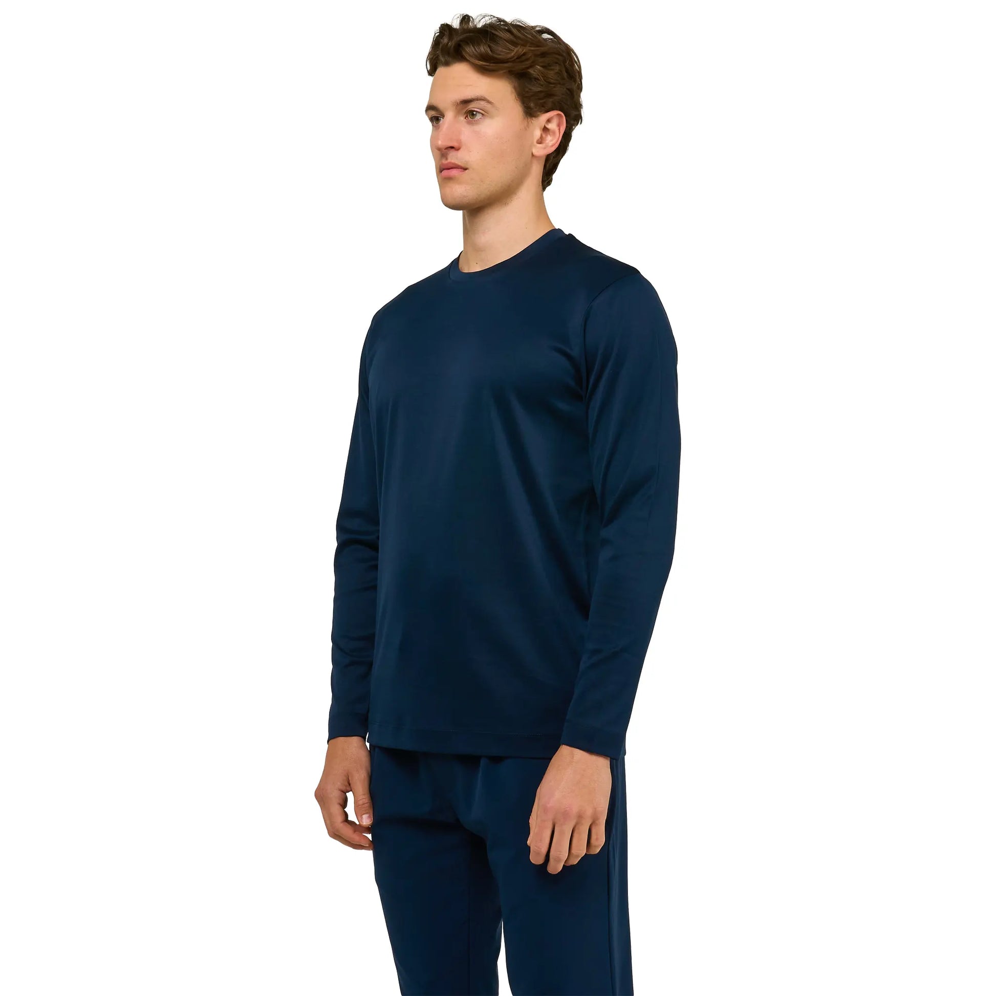 Loiano Egyptian Cotton L/S Navy T Shirt