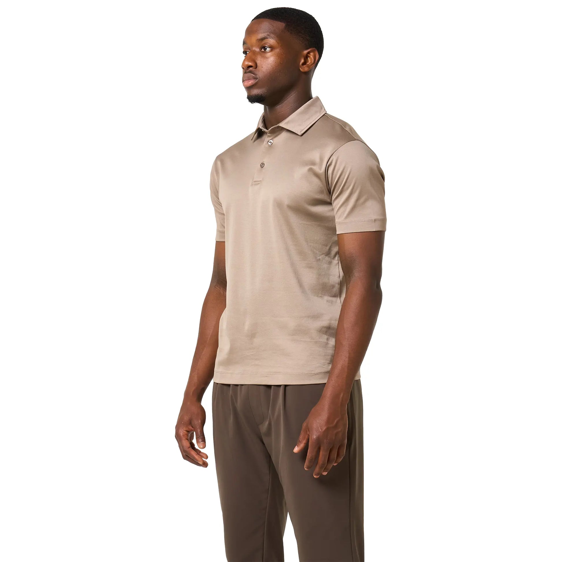 Loiano Egyptian Cotton Taupe Polo Shirt