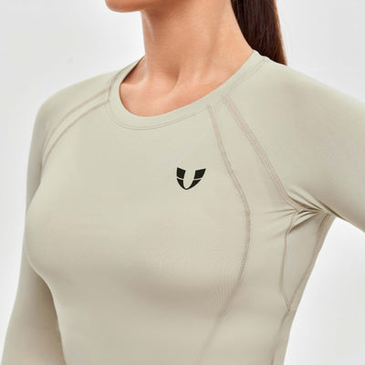 Long Sleeve Crop Top - Beige