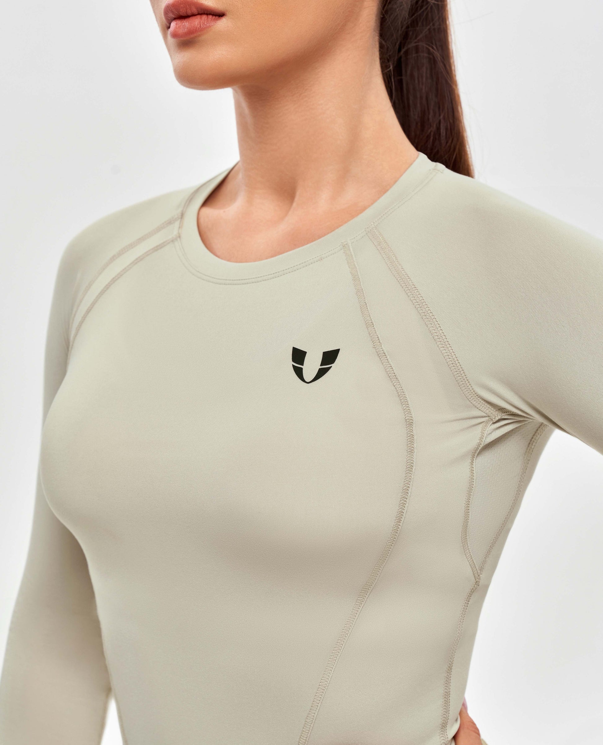 Long Sleeve Crop Top - Beige