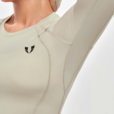 Long Sleeve Crop Top - Beige