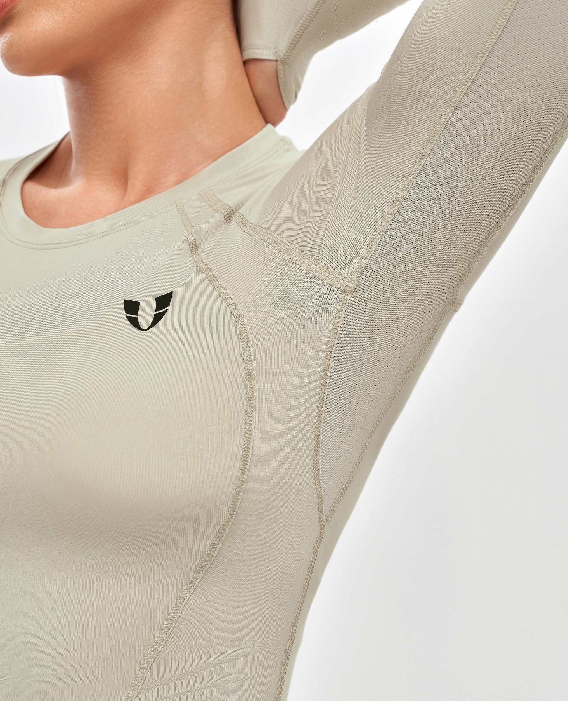 Long Sleeve Crop Top - Beige