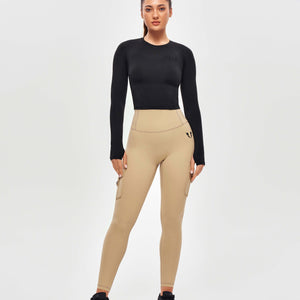 Long Sleeve Crop Top - Black