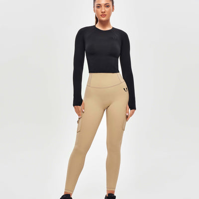 Long Sleeve Crop Top - Black