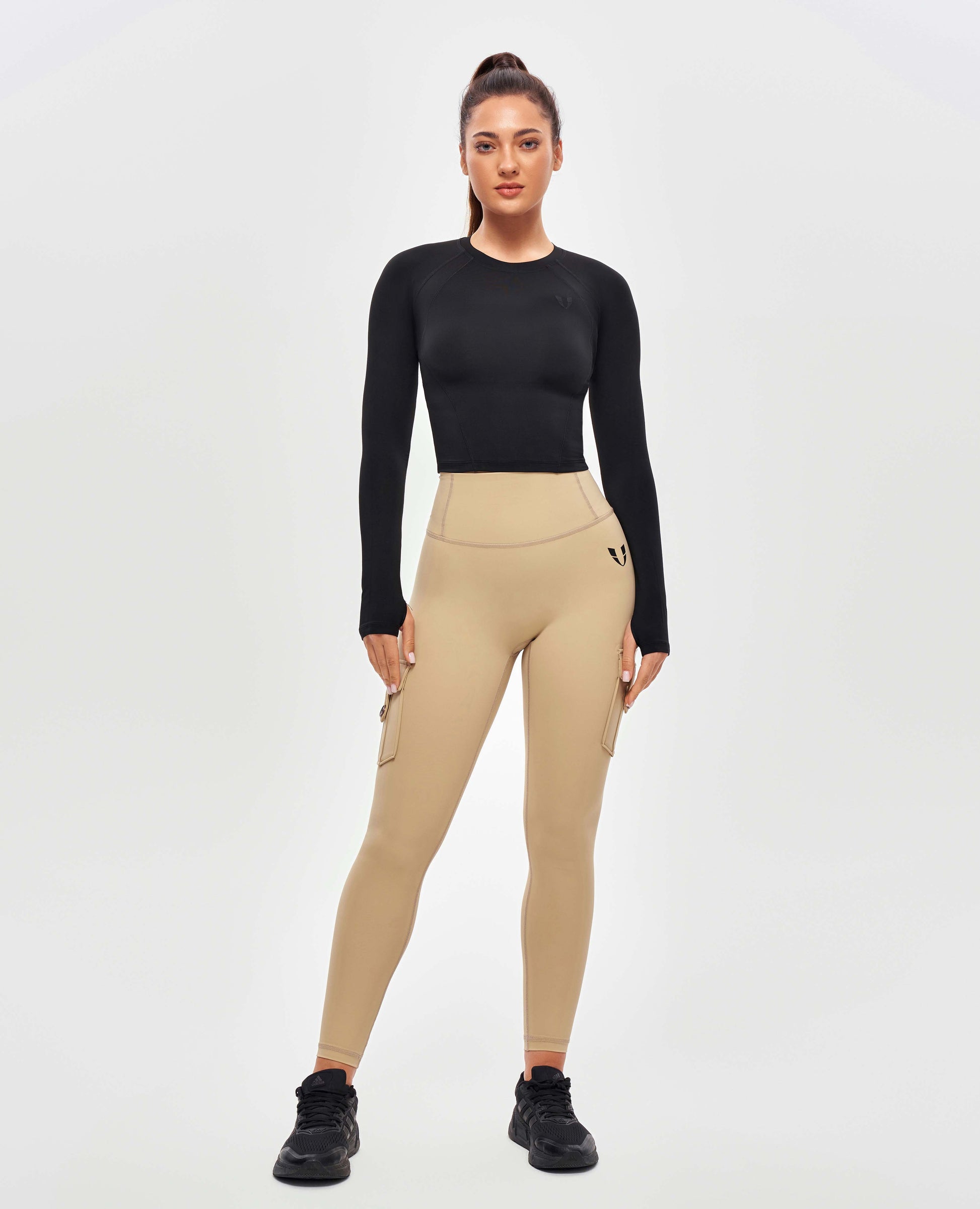 Long Sleeve Crop Top - Black