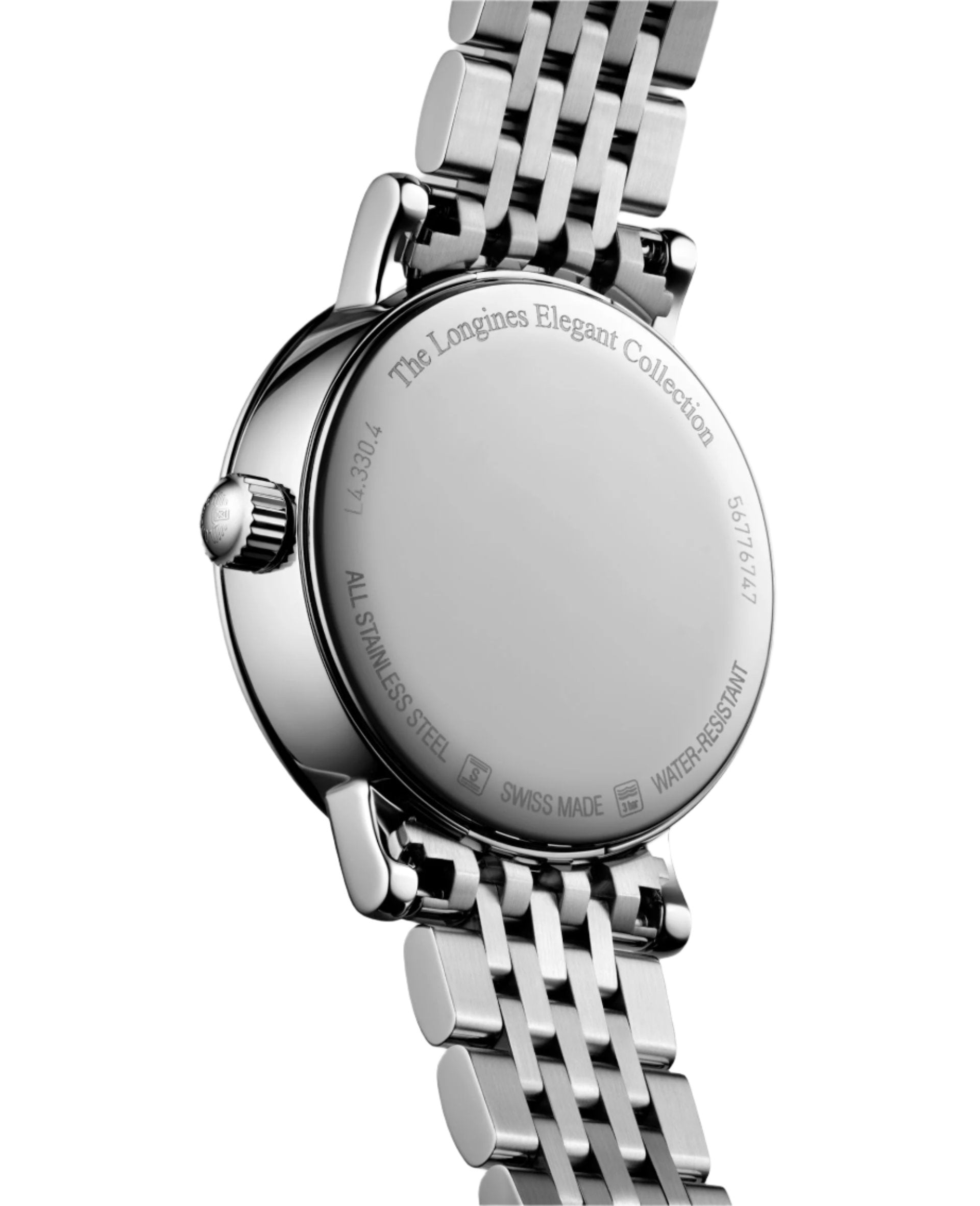 Longines Elegant Moonphase White Matt Dial Men 30mm