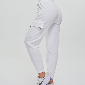 Loose Fit Cargo Joggers - White