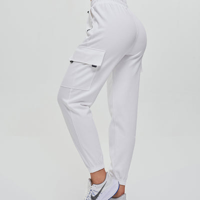 Loose Fit Cargo Joggers - White
