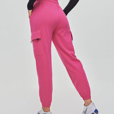 Loose Fit Cargo Joggers - Fuchsia