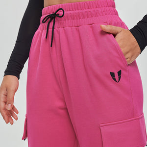 Loose Fit Cargo Joggers - Fuchsia
