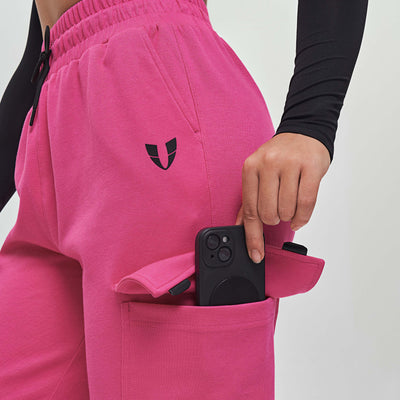 Loose Fit Cargo Joggers - Fuchsia