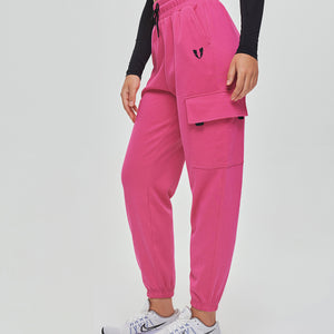 Loose Fit Cargo Joggers - Fuchsia