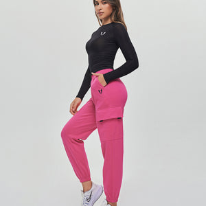 Loose Fit Cargo Joggers - Fuchsia
