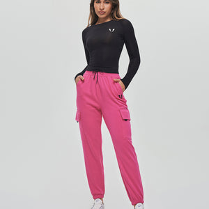 Loose Fit Cargo Joggers - Fuchsia