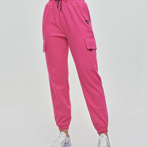 Loose Fit Cargo Joggers - Fuchsia