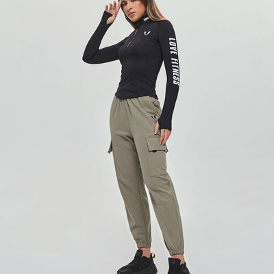 Loose Fit Cargo Joggers - Olive Green