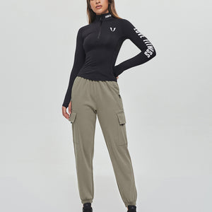 Loose Fit Cargo Joggers - Olive Green