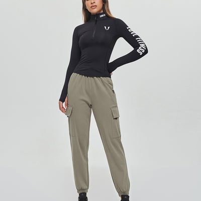 Loose Fit Cargo Joggers - Olive Green