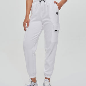 Loose Fit Cargo Joggers - White