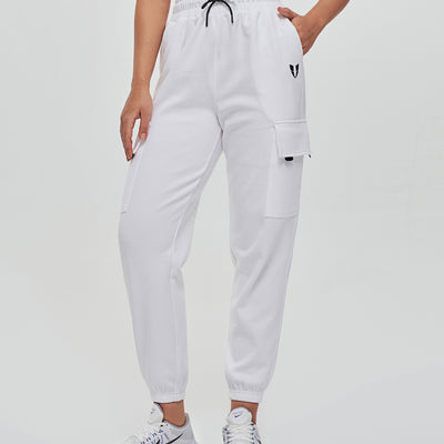 Loose Fit Cargo Joggers - White