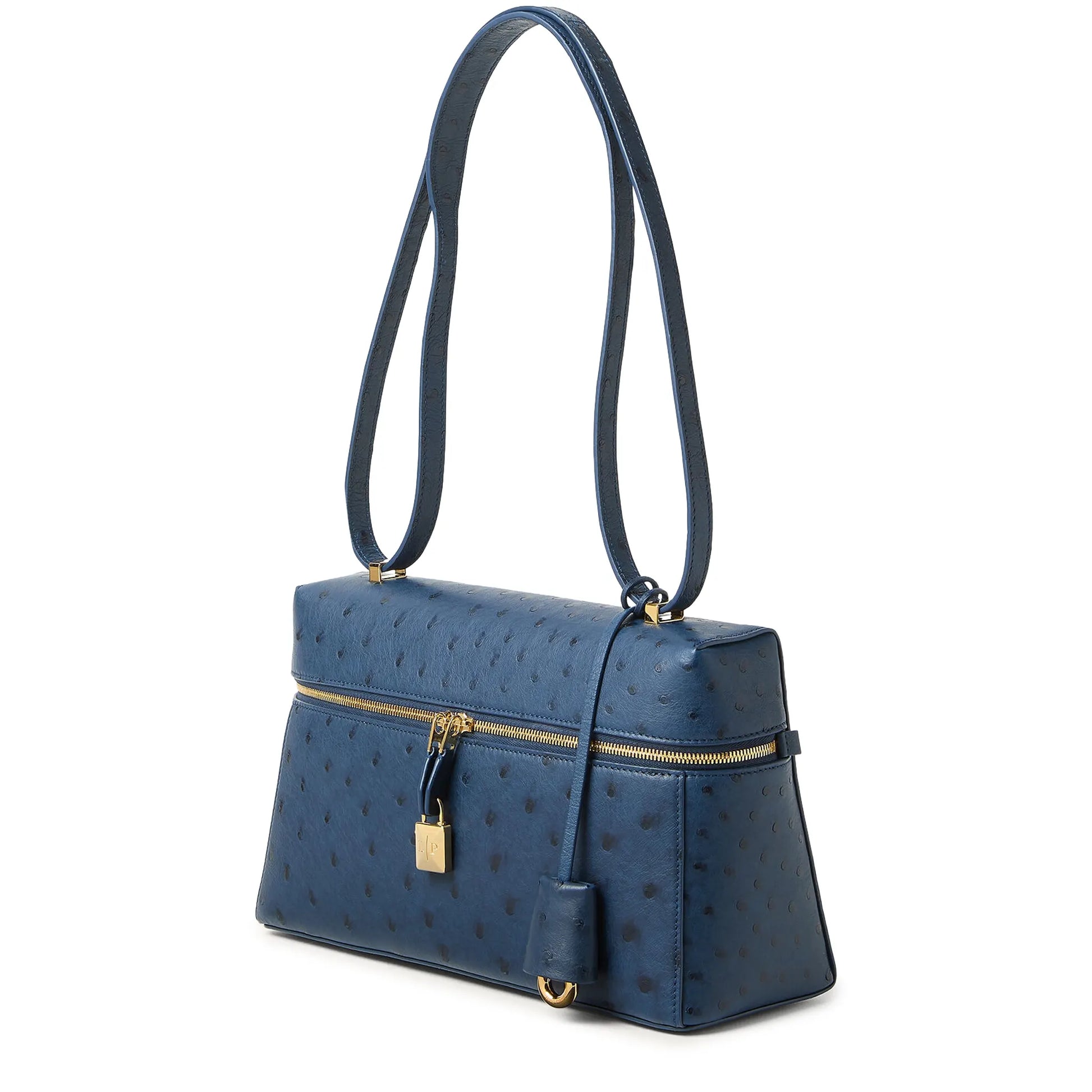 Loro Piana Extra Bag L27 Ostrich Leather Ocean Heart Sun Gold Shoulder Bag