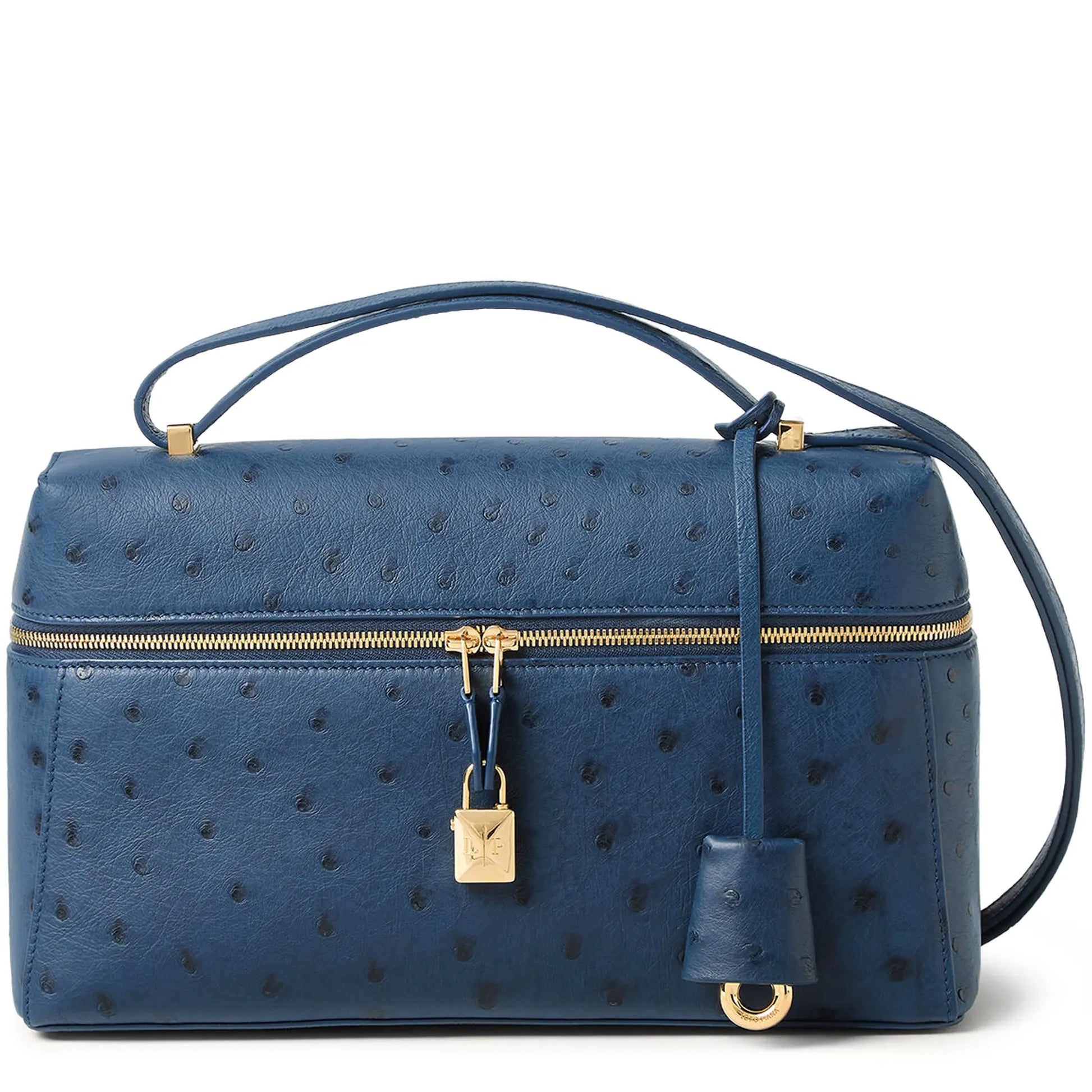Loro Piana Extra Bag L27 Ostrich Leather Ocean Heart Sun Gold Shoulder Bag
