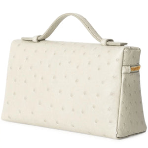 Loro Piana Extra Pocket L19 Ostrich Leather Whisper White Sun Gold Shoulder Bag