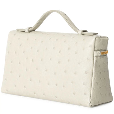Loro Piana Extra Pocket L19 Ostrich Leather Whisper White Sun Gold Shoulder Bag