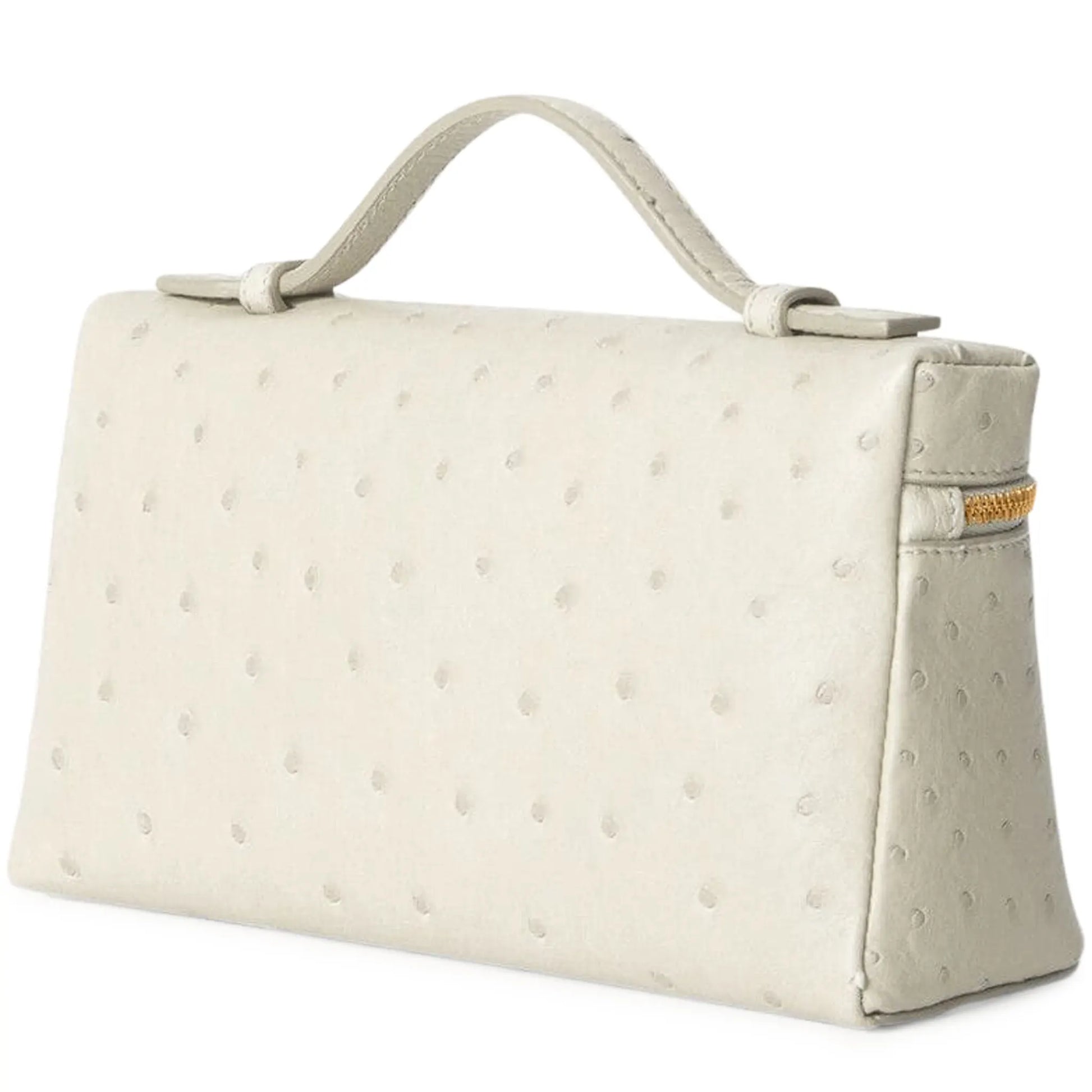 Loro Piana Extra Pocket L19 Ostrich Leather Whisper White Sun Gold Shoulder Bag