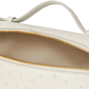 Loro Piana Extra Pocket L19 Ostrich Leather Whisper White Sun Gold Shoulder Bag