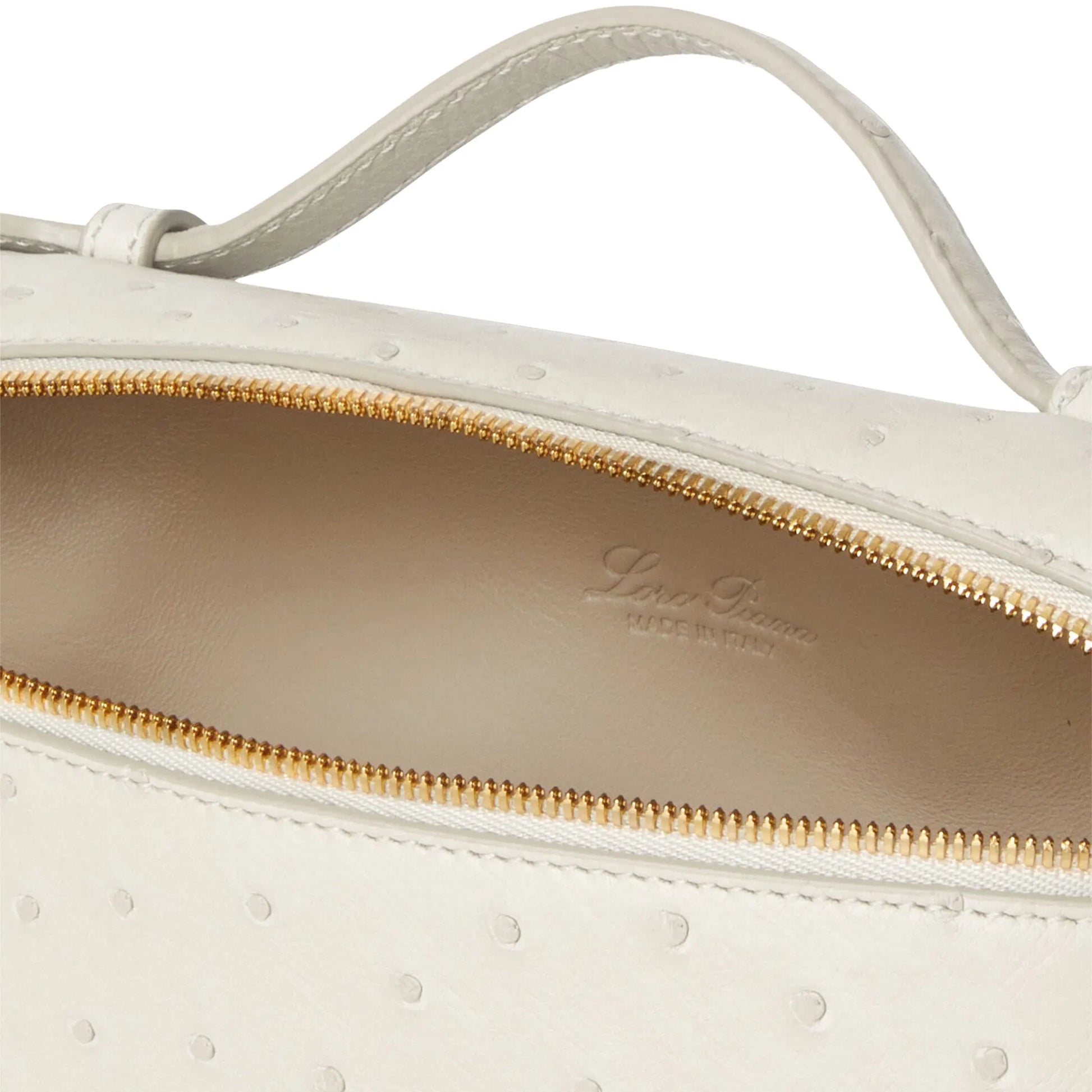 Loro Piana Extra Pocket L19 Ostrich Leather Whisper White Sun Gold Shoulder Bag