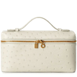 Loro Piana Extra Pocket L19 Ostrich Leather Whisper White Sun Gold Shoulder Bag