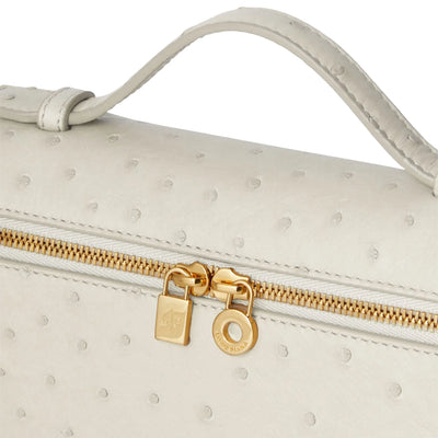 Loro Piana Extra Pocket L19 Ostrich Leather Whisper White Sun Gold Shoulder Bag