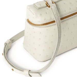 Loro Piana Extra Pocket L19 Ostrich Leather Whisper White Sun Gold Shoulder Bag