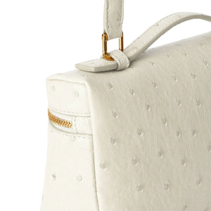 Loro Piana Extra Pocket L19 Ostrich Leather Whisper White Sun Gold Shoulder Bag