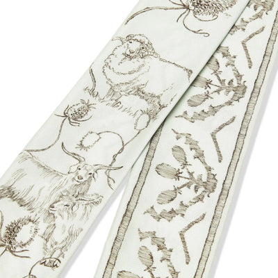 Loro Piana Le Origini Delle Eccellenze Feather Green Graphite Silk Tie Band
