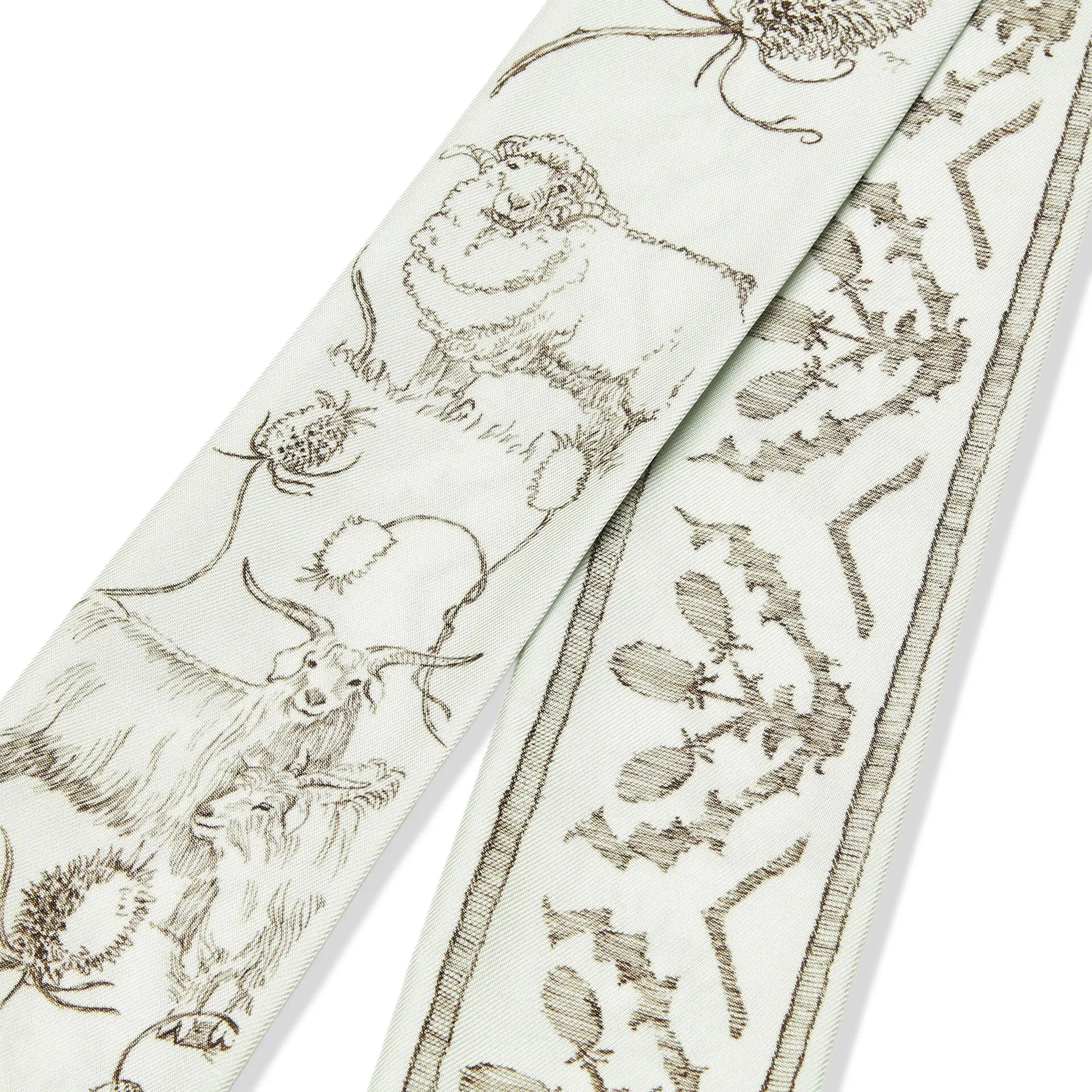 Loro Piana Le Origini Delle Eccellenze Feather Green Graphite Silk Tie Band
