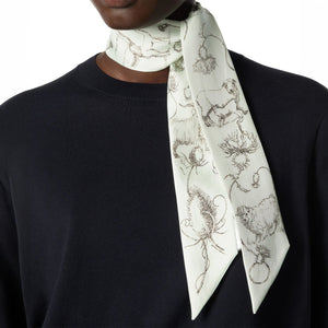 Loro Piana Le Origini Delle Eccellenze Feather Green Graphite Silk Tie Band