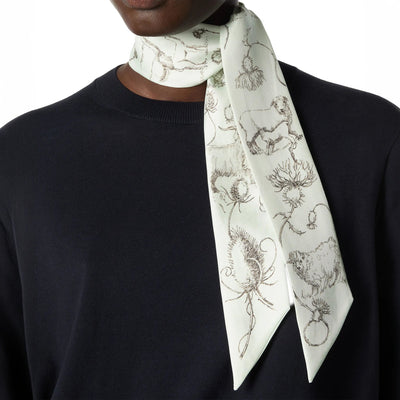 Loro Piana Le Origini Delle Eccellenze Feather Green Graphite Silk Tie Band
