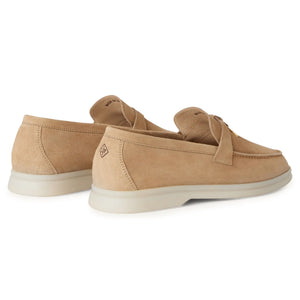 Loro Piana Summer Charms Suede Sandstone Loafers