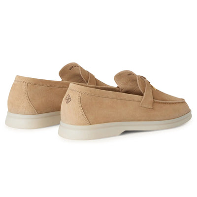 Loro Piana Summer Charms Suede Sandstone Loafers