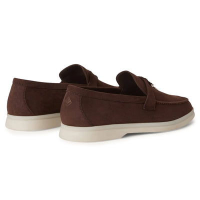 Loro Piana Summer Charms Walk Suede Chocolate Loafers