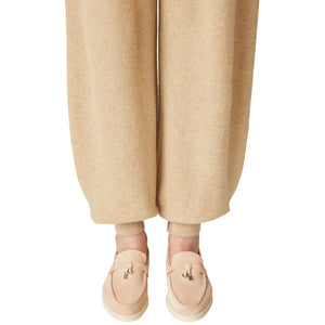 Loro Piana Summer Charms Walk Suede Goatskin Pink Sand Loafers